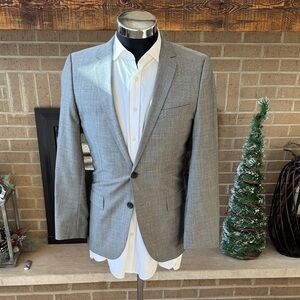 Hugo Boss mens 38R gray solid slim fit 100% wool 2-button suit jacket EUC